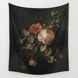 Botanical Rose And Snail Wall Tapestry