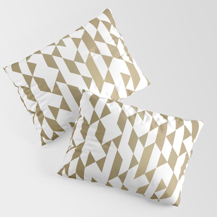 Abstract Geometric Pattern White and Gold Pillow Sham