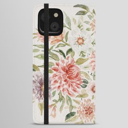 Loose Pastel Dahlia Watercolor Bouquet iPhone Wallet Case