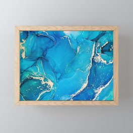 Alcohol ink painting with gold Framed Mini Art Print