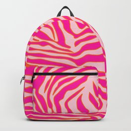 Zebra Print Pink And Orange Zebra Stripes Wild Animal Print Preppy Decor Modern Zebra Pattern Backpack