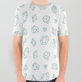 Green Blue Gems Pattern All Over Graphic Tee