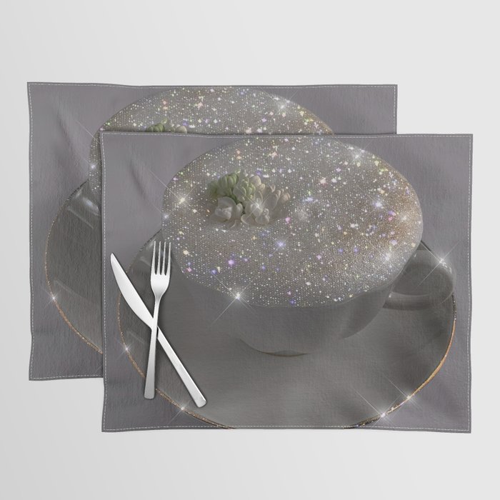 Coffee Cappuccino Glitter Aesthetic  Placemat