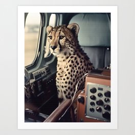Cheetah in the Cockpit Art Print