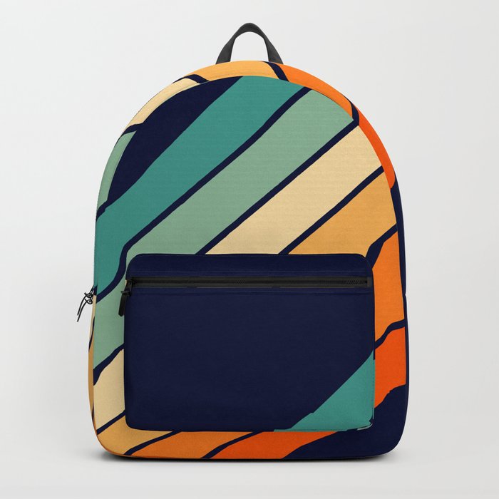 Farida 70s Vintage Style Retro Stripes Backpack