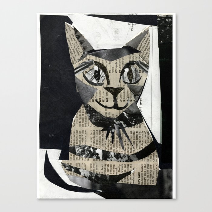 Newspaper Cat Canvas Print