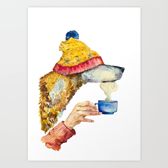 Watercolor dog Art Print