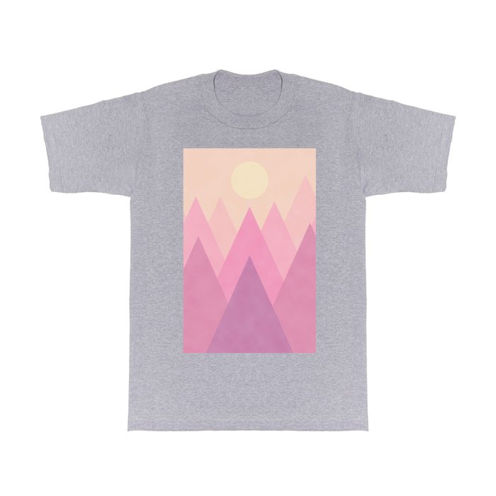 Geometric Mountains, Abstract Mountain in Blush Pink T Shirt