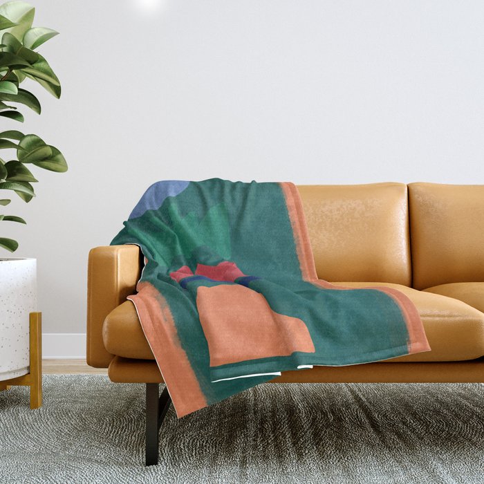 Stacked shapes in orange and green Throw Blanket