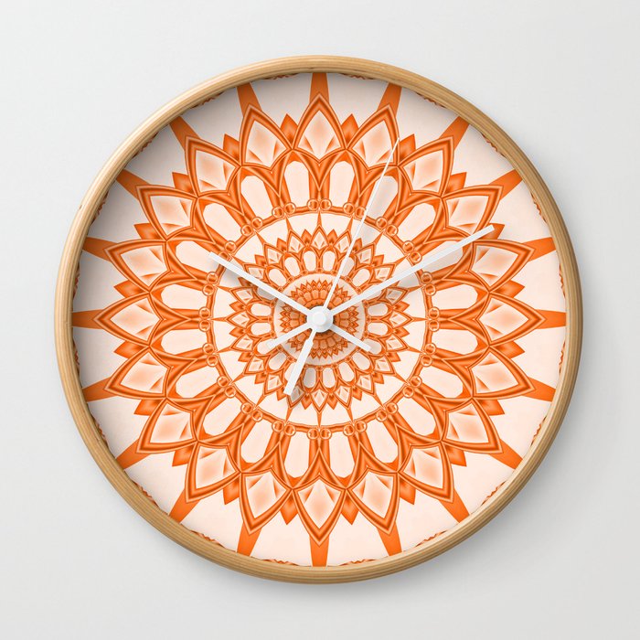 Flower Mandala serie orange Wall Clock