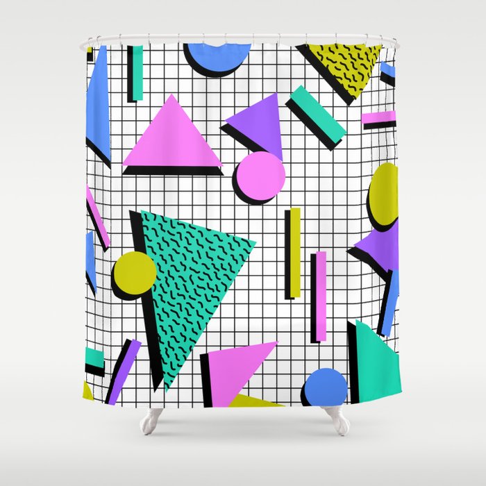 80s Retro Geometric Pattern 2 Shower Curtain 80s Retro Geometric Pattern 2 Shower Curtain