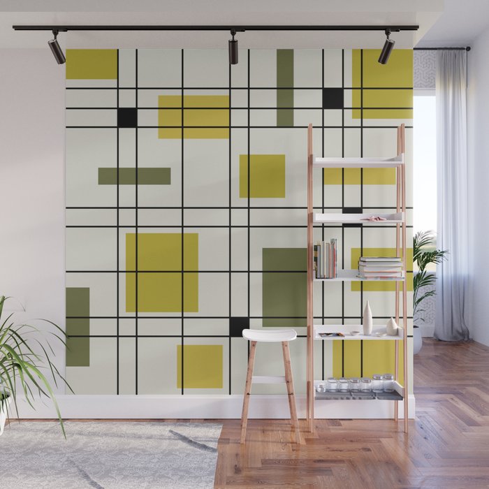 1950's Abstract Art Chartreuse Wall Mural