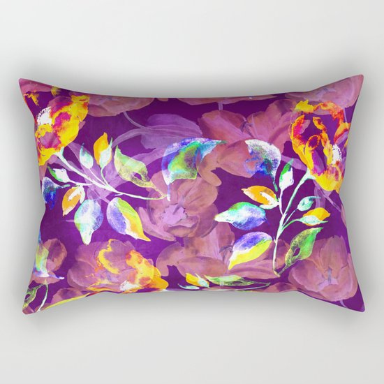 Watercolor Floral Pattern Rectangular Pillow