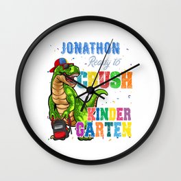 Jonathon Name, I'm Ready To Crush kindergarten T Rex Dinosaur Wall Clock