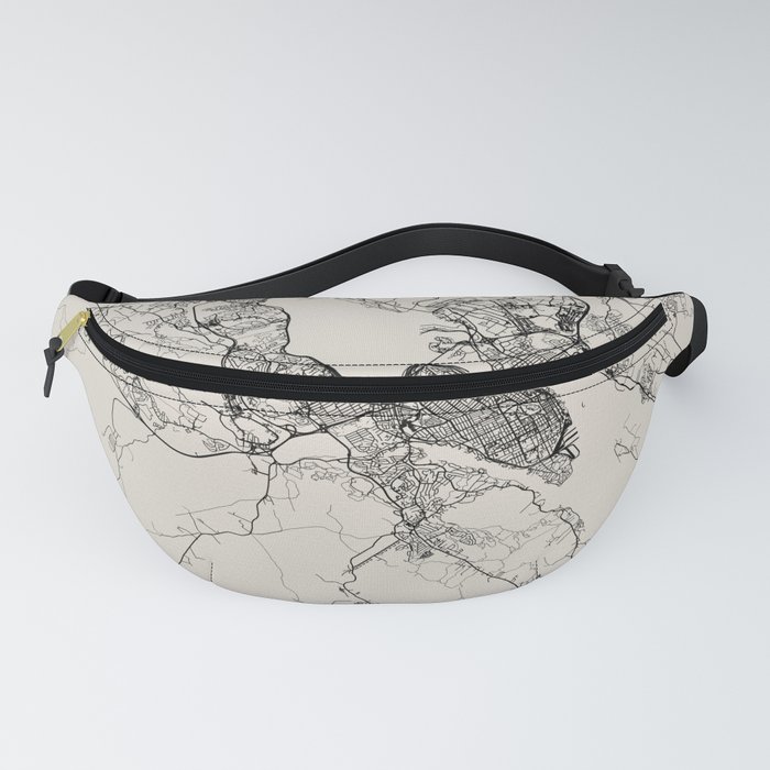 Halifax, Canada - Black and White City Map Fanny Pack