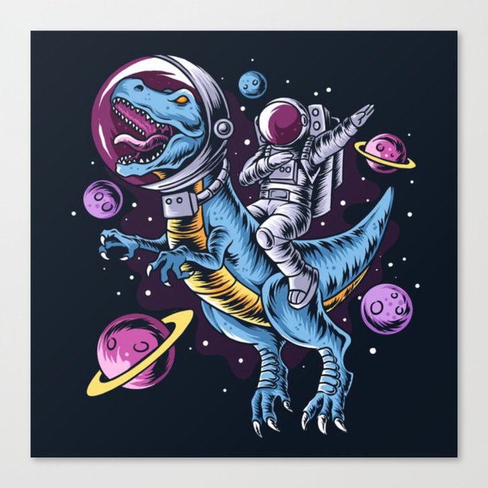 Dinosaurs in Space Canvas Print