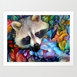 Peekaboo Raccoon Art Print