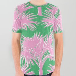 70’s Retro Palm Springs Pink on Kelly Green All Over Graphic Tee
