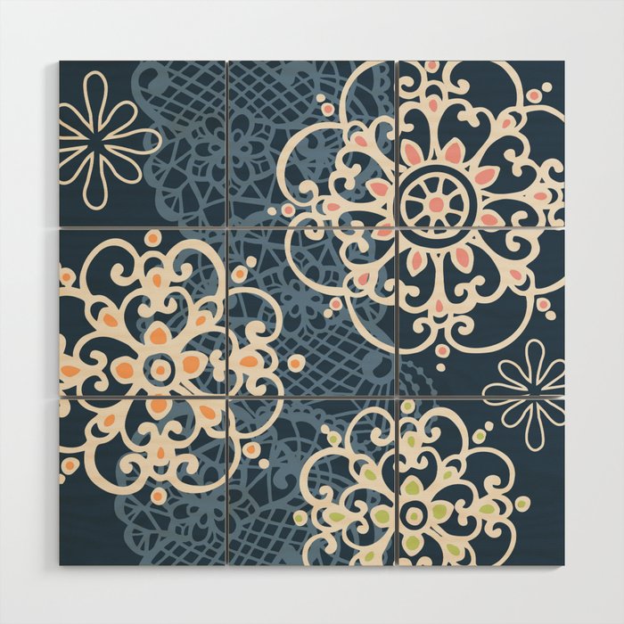 Flowers and Lace Wood Wall Art