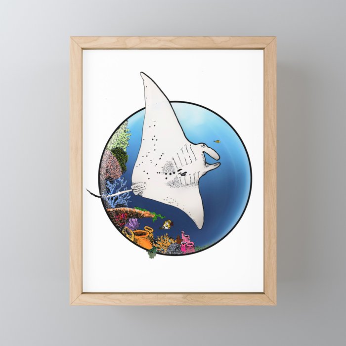 Manta Flight Framed Mini Art Print