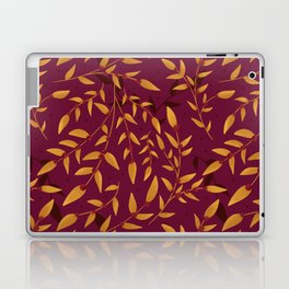 Golden Leaves and Berries Pattern Laptop Skin