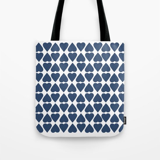 Diamond Hearts Repeat Navy Tote Bag