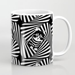 Black and white cat on op art pattern Mug