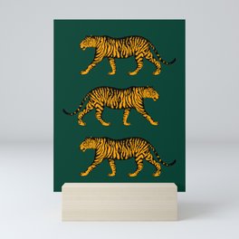 Tigers (Dark Green and Marigold) Mini Art Print