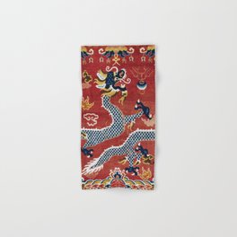 Ningxia Blue Dragon Red Background Rug Print Hand & Bath Towel