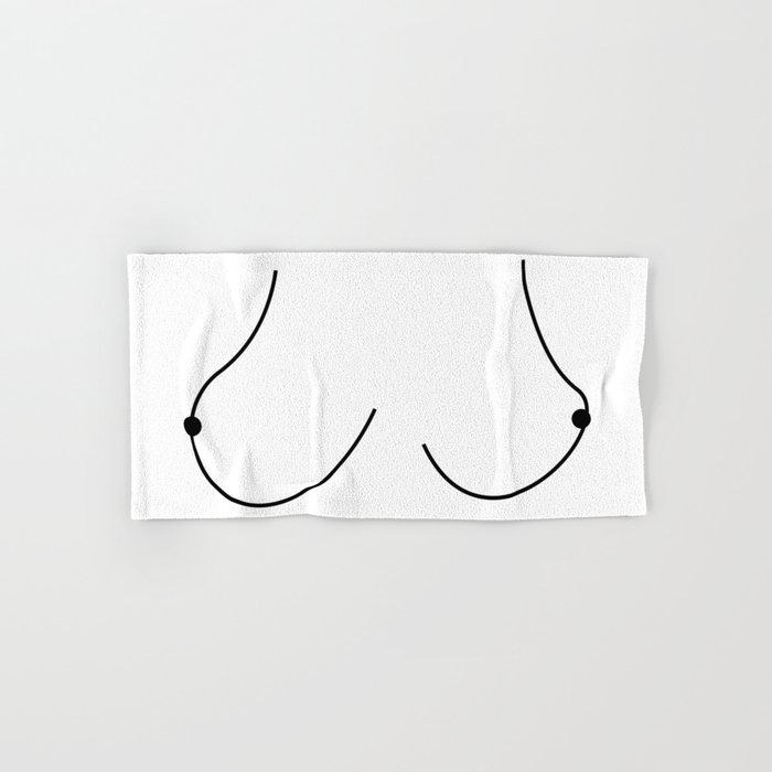 Funny boobs Minimalist Line art of Tits illustration Line Female Nudity  nude Hand & Bath Towel by GraphicWorldGifts