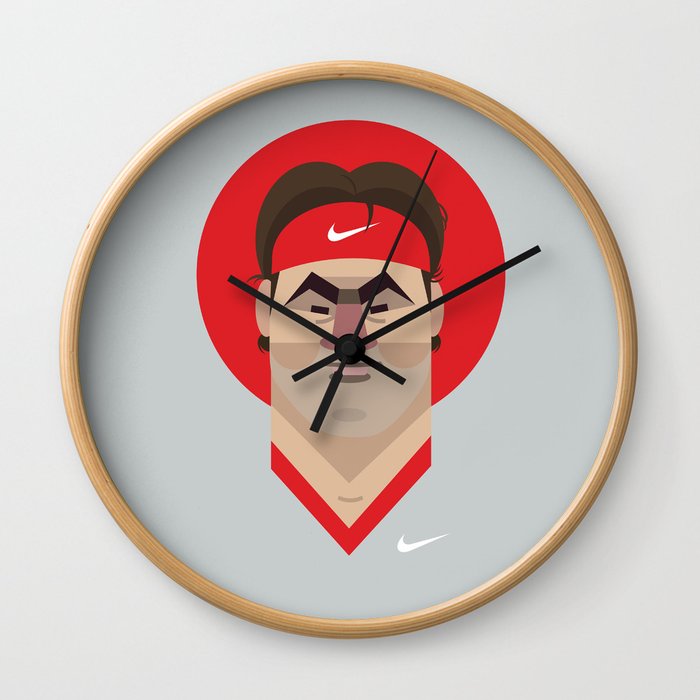 Roger Federer Tennis Illustration Wall Clock