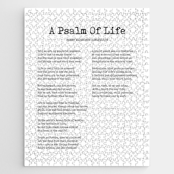 A Psalm Of Life - Henry Wadsworth Longfellow Poem - Literature - Typewriter Print 2 Jigsaw Puzzle