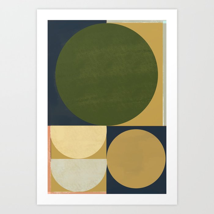 Green Yellow - Mid Century Fall 03  Art Print