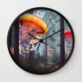 ElectricJellyfish Worlds in a Forest Wall Clock