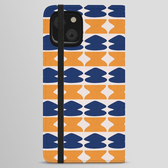 Repeat pattern blue and yellow iPhone Wallet Case