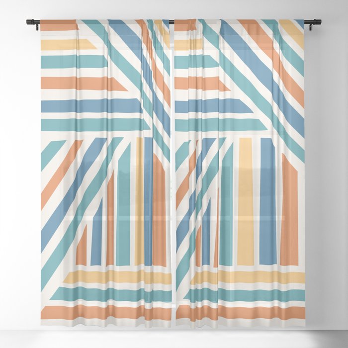 Abstract Shapes 246 in Orange Gold Green Sheer Curtain