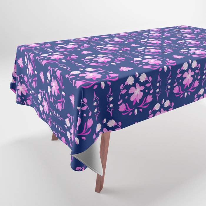 In Bloom Cobalt and Pepto Tablecloth