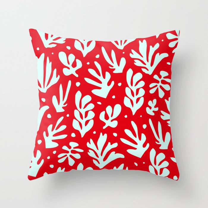 matisse pattern in red Throw Pillow