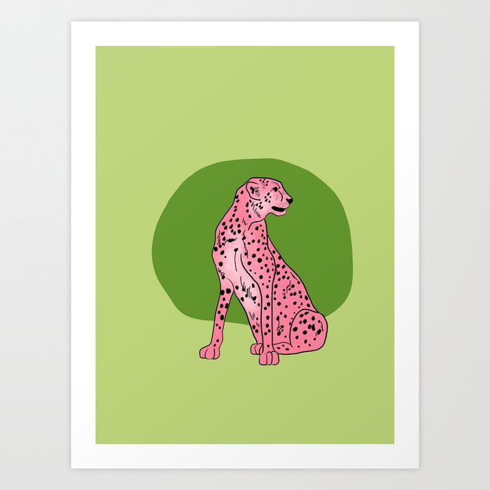 The Fastest One, Pink Edition, Cheetah Design Art Print