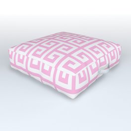 Greek Key (Pink & White Pattern) Outdoor Floor Cushion
