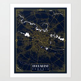 Bucharest City Map Romania - Gold Art Deco Art Print | Steampunk, City, Vintage, Bucharest, Bucharestmap, Gold, Artdeco, Map, Street, Graphicdesign 
