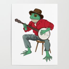 Banjo Playing Frog Poster