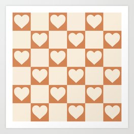 Boho Checks Hearts Geometric  Art Print | Squares, Painting, Minimalist, Digital, Retro, Pop Art, Vintage, Geometric, Heartshapped, Boho 
