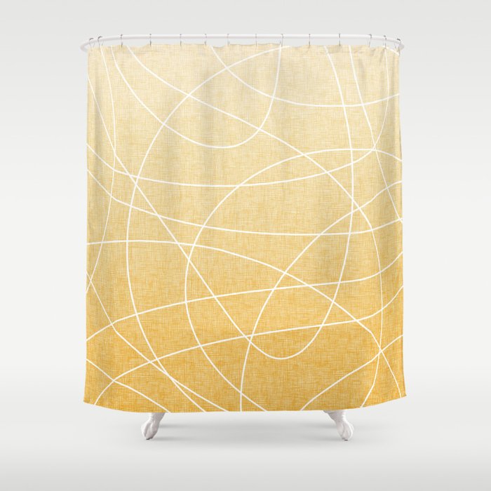 Scribble Linen Sunflower Yellow Shower Curtain By Aevaprints