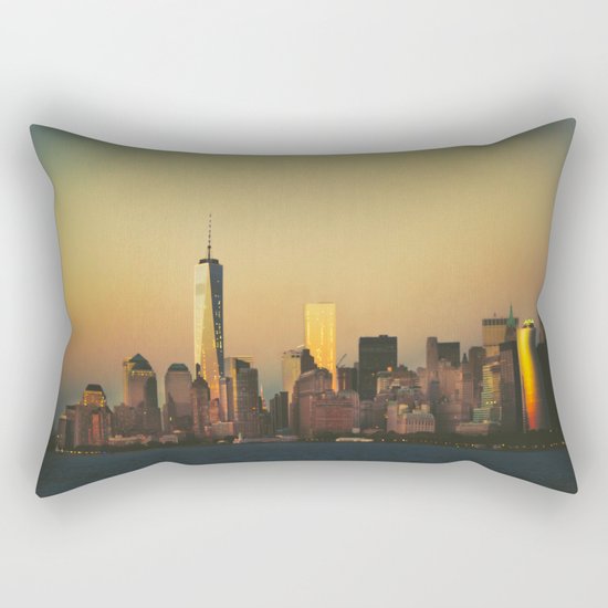 New York City Skyline - Dramatic Sunset Rectangular Pillow