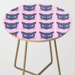 Retro Modern Periwinkle Cats Pink Side Table