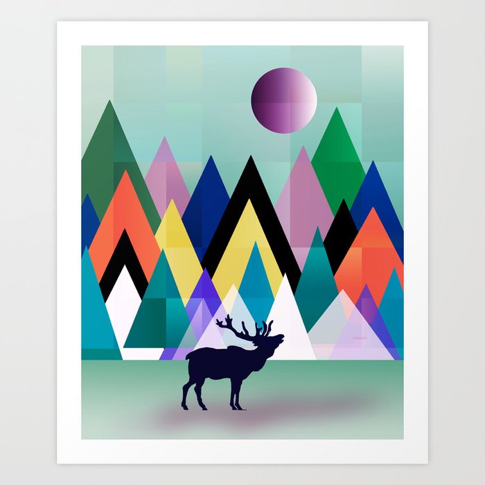 deer mountains  Art Print