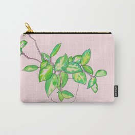 pink house plant Carry-All Pouch | Drawn, Plant, Happyplant, Linedrawing, Pendrawing, Leaves, Paint, Houseplant, Illustration, Drawing 