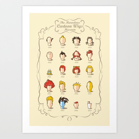 The Marvelous Cartoon Wigs Museum Art Print