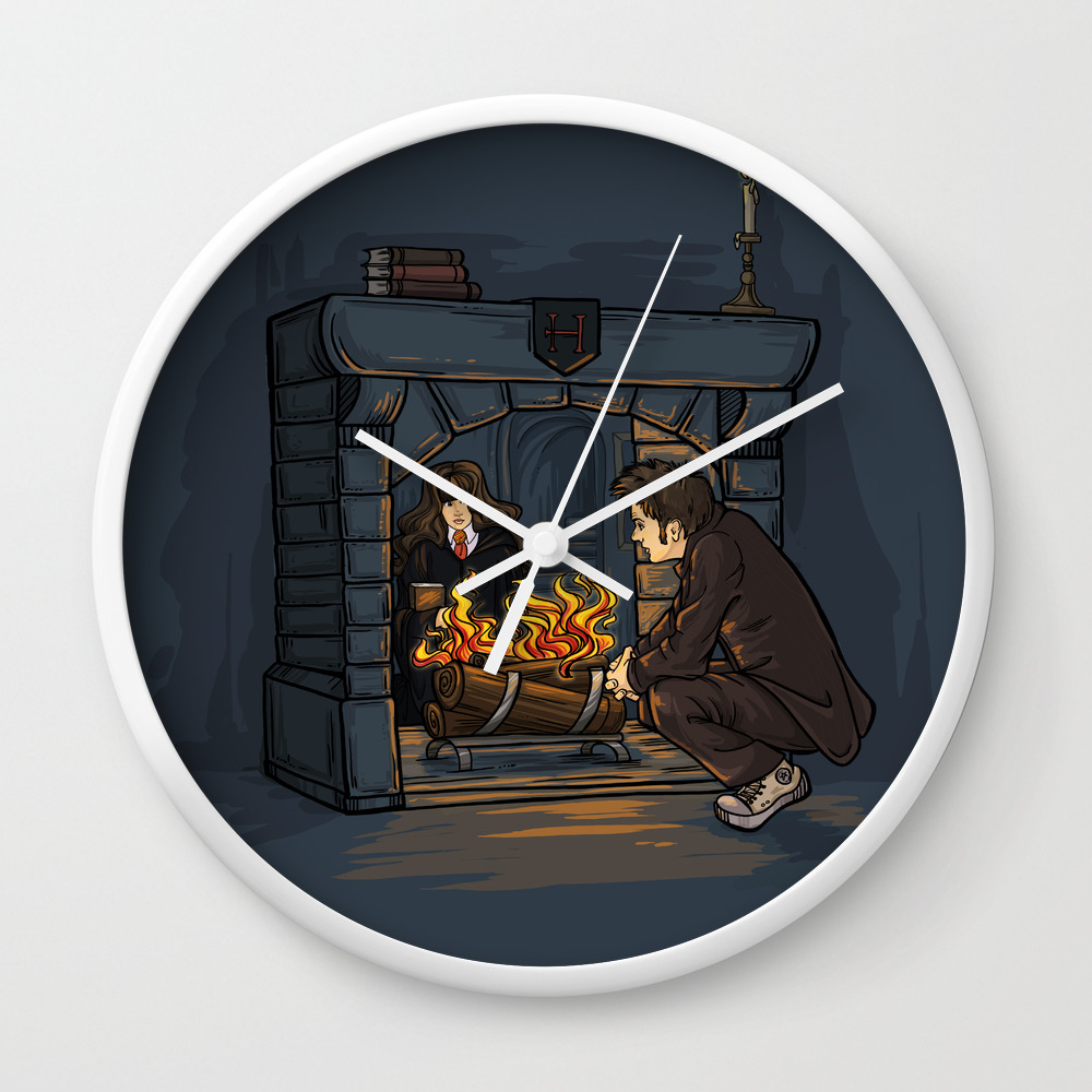 The Witch In The Fireplace Wall Clock By Karenhallion Society6